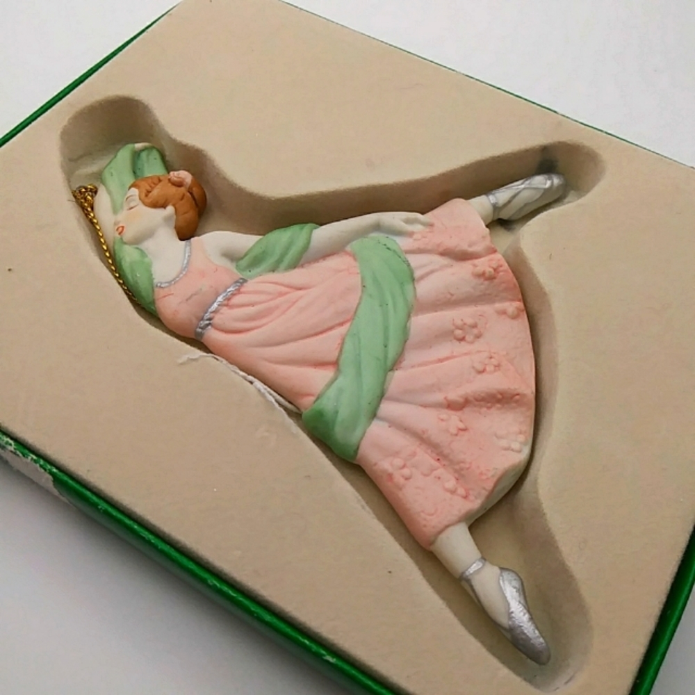 Hand Painted Porcelain Ballerina Ornament In Package